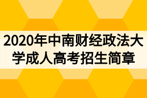 2020年中南财经政法大学成人高考招生简章