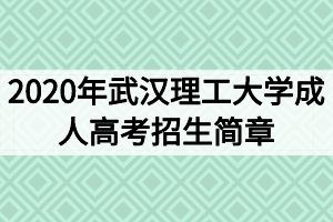 2020年武汉理工大学成人高考招生简章