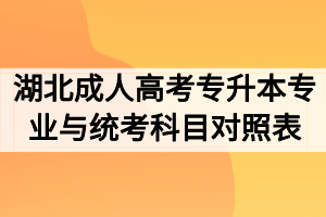 2020年湖北成人高考专升本专业与统考科目对照表
