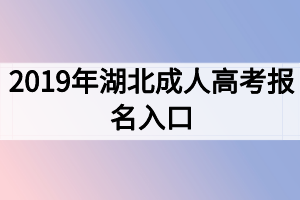 2019年湖北成人高考报名入口