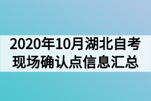 2020年10月湖北自考现场确认点信息汇总