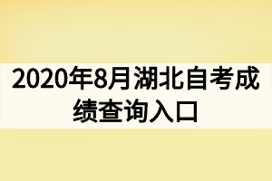 2020年8月湖北自考成绩查询入口