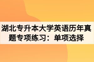 湖北专升本大学英语历年真题专项练习：单项选择