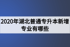 2020年湖北普通专升本新增专业有哪些? 2020年湖北普通专升本新增专业有哪些?
