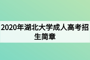 2020年湖北大学成人高考招生简章
