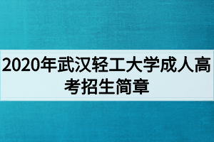2020年武汉轻工大学成人高考招生简章