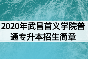 2020年武昌首义学院普通专升本招生简章