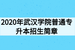 2020年武汉学院普通专升本招生简章