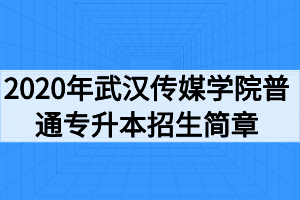 2020年武汉传媒学院普通专升本招生简章