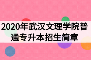 2020年武汉文理学院普通专升本招生简章