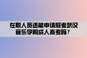 在职人员还能申请报考武汉音乐学院成人高考吗？