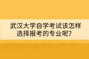 武汉大学自学考试该怎样选择报考的专业呢？