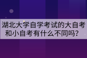 湖北大学自学考试的大自考和小自考有什么不同吗? 湖北大学自学考试的大自考和小自考有什么不同吗?