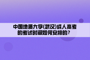 中国地质大学(武汉)成人高考的考试时间如何安排的？