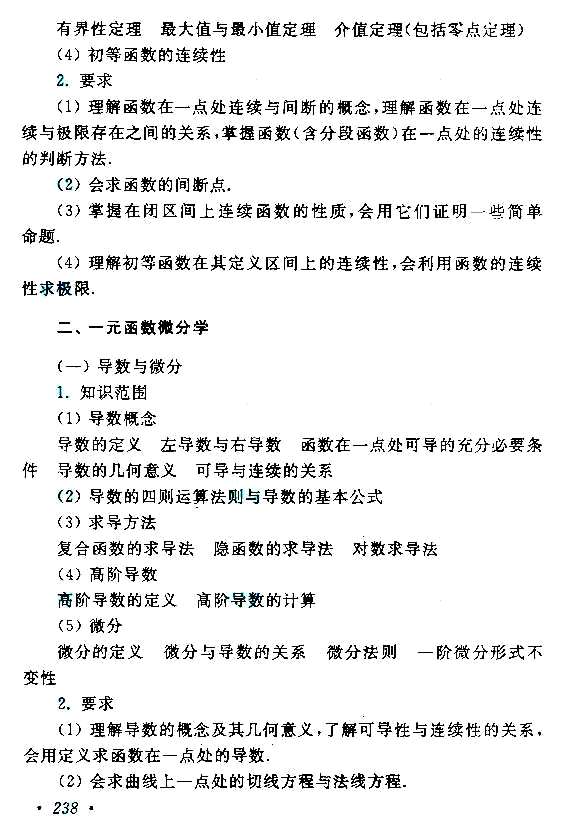 成人高考专升本高等数学（二）考试大纲