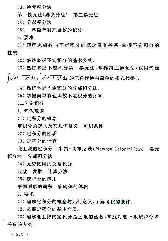 成人高考专升本高等数学（二）考试大纲