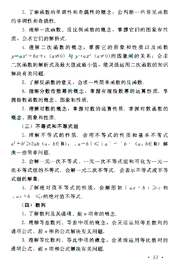 成人高考高起点数学（理）考试大纲