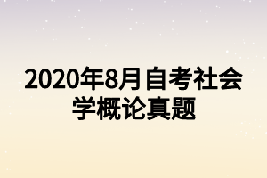 2020年8月自考社会学概论真题