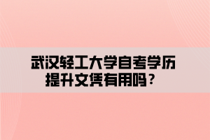 武汉轻工大学自考学历提升文凭有用吗? 武汉轻工大学自考学历提升文凭有用吗?