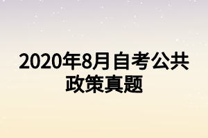 2020年8月自考公共政策真题