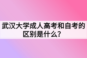 武汉大学成人高考和自考的区别是什么？