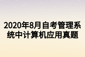 2020年8月自考管理系统中计算机应用真题