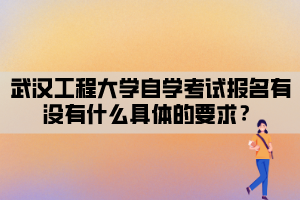 武汉工程大学自学考试报名有没有什么具体的要求？