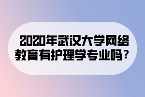 2020年武汉大学网络教育有护理学专业吗？