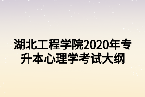 湖北工程学院2020年专升本心理学考试大纲