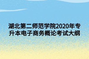 湖北第二师范学院2020年专升本电子商务概论考试大纲