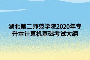 湖北第二师范学院2020年专升本计算机基础考试大纲