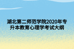 湖北第二师范学院2020年专升本教育心理学考试大纲