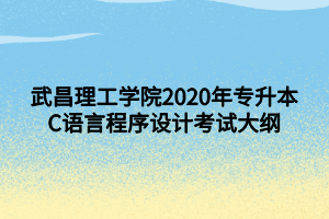 武昌理工学院2020年专升本C语言程序设计考试大纲