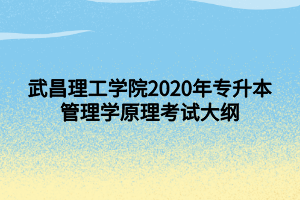 武昌理工学院2020年专升本管理学原理考试大纲