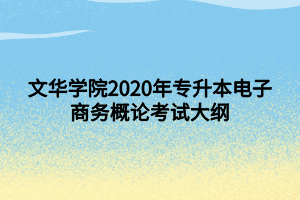 文华学院2020年专升本电子商务概论考试大纲