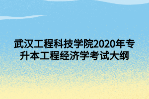 武汉工程科技学院2020年专升本工程经济学考试大纲 武汉工程科技学院2020年专升本工程经济学考试大纲