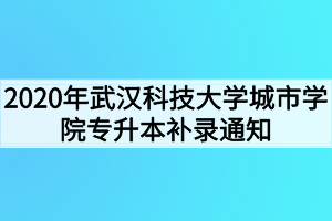 2020年武汉科技大学城市学院专升本补录通知