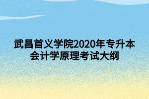 武昌首义学院2020年专升本会计学原理考试大纲