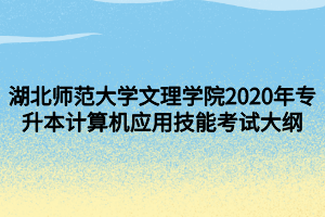 湖北师范大学文理学院2020年专升本计算机应用技能考试大纲