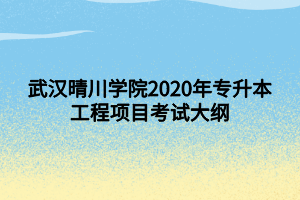 武汉晴川学院2020年专升本工程项目考试大纲