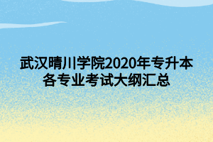 武汉晴川学院2020年专升本各专业考试大纲汇总