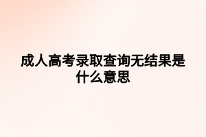 成人高考录取查询无结果是什么意思