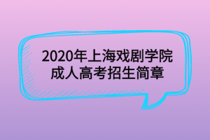 2020年上海戏剧学院成人高考招生简章