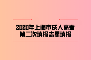 2020年上海市成人高考第二次填报志愿填报