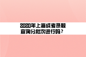 2020年上海成考录取查询分批次进行吗？