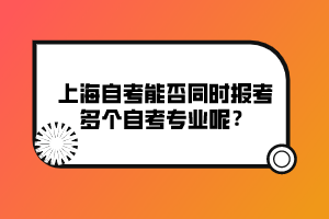 上海自考能否同时报考多个自考专业呢? 上海自考能否同时报考多个自考专业呢?
