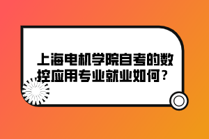 上海电机学院自考的数控应用专业就业如何？
