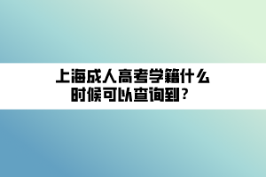 上海成人高考学籍什么时候可以查询到？