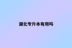 湖北专升本有用吗