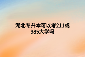 湖北专升本可以考211或985大学吗